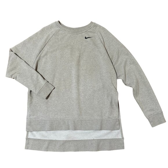 Nike Dri-Fit Grey Pullover Sweatshirt Shirt Sweater Top Long Sleeve Medium - Picture 1 of 10